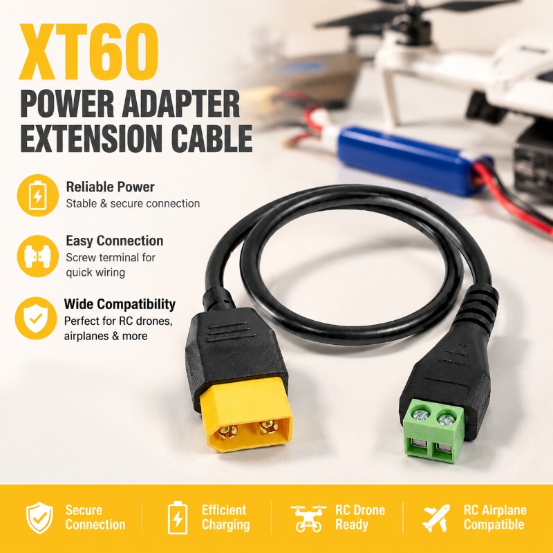 Drone Battery Adapter - Conector XT60 Macho Hembra a Cable